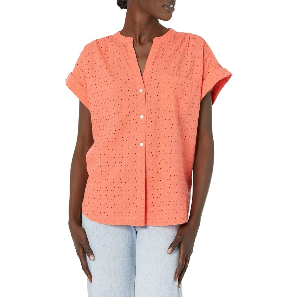 J.Crew Mercantile Women's Eyelet Camp Shirt Button Down Shirt XL
